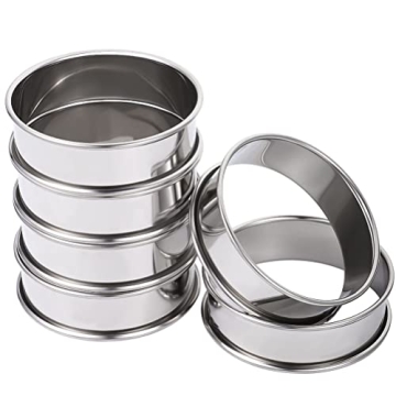 Pengxiaomei Baking Rings 6pcs English Muffins Rings,3.15inch Stainless Steel Crumpet Rings Molds,Dou...