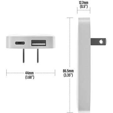 Type C Flat Wall Charger, Galvanox Ultra Slim, Dual USB-C