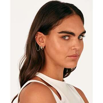 PAVOI 14K Yellow Gold Chain Earrings for Women | Dangle Chain Huggie Hoop Earrings | Cubic Zirconia ...