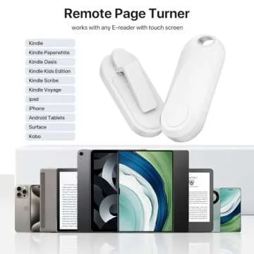 RF Remote Control Page Turner for Kindle Paperwhite Oasis eReaders Kobo,Camera Video Recording Remote Triggers, Page Turner for ipad Tablets Reading Novels Comics (White)
