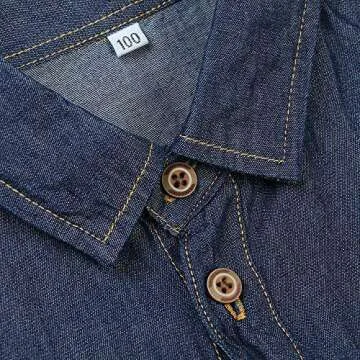 OCHENTA Boys Button Down Short Sleeve Denim Shirt - Stylish & Comfortable