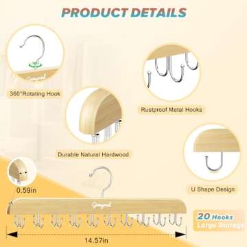 Gomyrod Bra Hanger for Closet, Tank Top Hanger 2 Pack w/20 Hooks Holds 40 Bras, Capacity Foldable Wo...