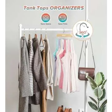 Gomyrod Bra Hanger for Closet, Tank Top Hanger 2 Pack w/20 Hooks Holds 40 Bras, Capacity Foldable Wood Space Saving Hanger, 360°Rotating Closet Organizers and Storage for Dorm & Apartment