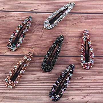 Sparkly AB Crystal Hair Clips Fashion Large Hair Barrettes Wedding Decorative Bling Czech Diamond Hairpins Handmade Rhinestone Snap Clips Hair Accessories for Women Girls (6 Colors / 6 Pcs)