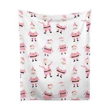 AuHomea Christmas Ornaments in Pink Throw Blanket Lightweight Flannel Fleece Blankets Warm and Cozy ...