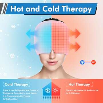 Migraine Relief Cap, All Around Gel Covered Reusable Headache Relief Cap, Pink Migraine Cap for Headache Relief, Puffy Eyes