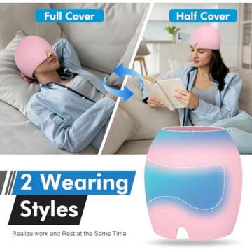 Migraine Relief Cap, All Around Gel Covered Reusable Headache Relief Cap, Pink Migraine Cap for Headache Relief, Puffy Eyes