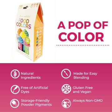 ColorKitchen Food Coloring Multi-Pack (10 Packets-5 Colors) – Plant-based Colors For Frosting and Natural Healthy Baking | Artificial Dye-free | Gluten-free | Non-GMO | Vegan | Soy free