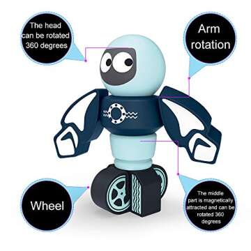 Gifts2U Magnetic Robots, 35PCS Magnetic Blocks Set for Kids with Storage Box, Stacking Robots Toy STEM Educational Playset for Boys and Girls Ages 3-6 Style A