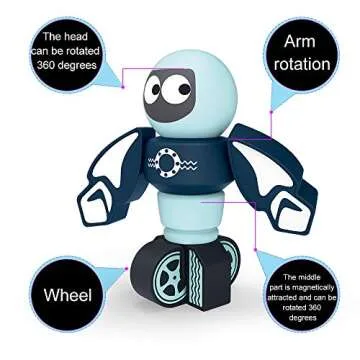 Gifts2U Magnetic Robots, 35PCS Magnetic Blocks Set for Kids with Storage Box, Stacking Robots Toy STEM Educational Playset for Boys and Girls Ages 3-6 Style A