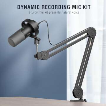 FIFINE Dynamic Podcast Microphone Set with Boom Arm Stand, Studio XLR/USB Microphone for Recording V...