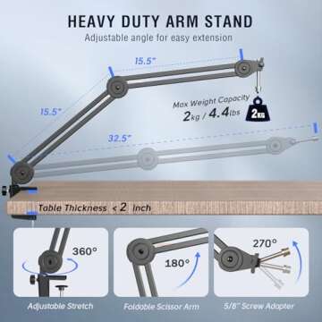FIFINE Dynamic Podcast Microphone Set with Boom Arm Stand, Studio XLR/USB Microphone for Recording Vocal Streaming, Metal Mic with Mute Tap, Headphone Jack, Heavy Duty Boom Arm-K688T