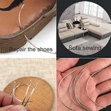 120 Pcs Curved Leather Needles for Crafts and Repair