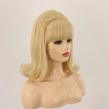 QACCF Blonde Beehive Wig for Vintage 70s Costume