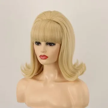 QACCF Blonde Beehive Wig for Vintage 70s Costume