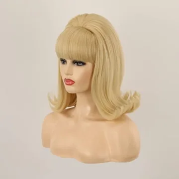 QACCF Blonde Beehive Wig for Vintage 70s Costume