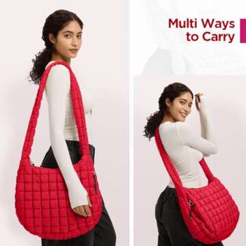 Large Quilted Puffer Tote Bag for Women - Chic Crossbody Style