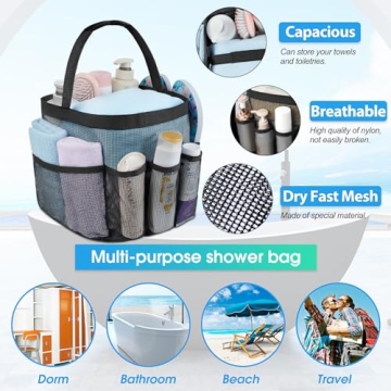 Attmu Mesh Shower Caddy Portable with 8 Pockets for Easy Storage