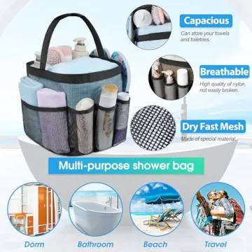 Attmu Mesh Shower Caddy Portable with 8 Pockets for Easy Storage