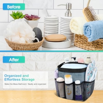 Attmu Mesh Shower Caddy Portable with 8 Pockets for Easy Storage