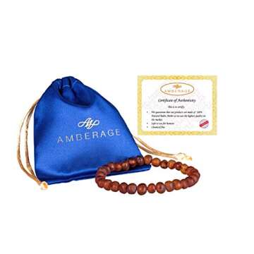 AMBERAGE Natural Baltic Amber Bracelet for Adults - Hand Made from Raw-Unpolished Certified Baltic A...