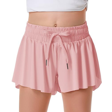 Girls Flowy Shorts Butterfly Shorts for Kids with Pocket 2-in-1 Athletic Shorts Running Shorts for G...