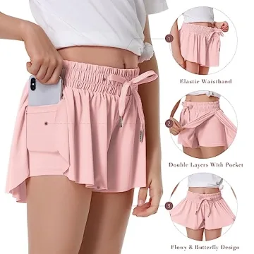 Girls Flowy Butterfly Shorts for Active Kids with Pockets