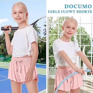 Girls Flowy Butterfly Shorts for Active Kids with Pockets