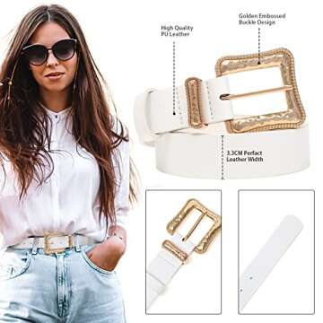 AWAYTR Leather Western Belts for Women - 2 pcs Ladies Vintage Design PU Leather Waist Plus Size Belt...