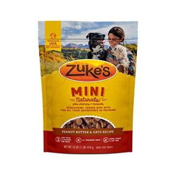 Zuke's Mini Naturals Training Dog Treats Peanut Butter and Oats Recipe - 16 Oz Bag