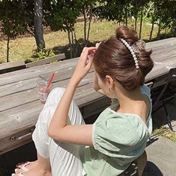 Formery 4PCS Pearl Hair Claw Clips Acrylic Fancy Hair Clips Thick Hair Barrette Jaw Clamp Curly Hair Accessories for Women