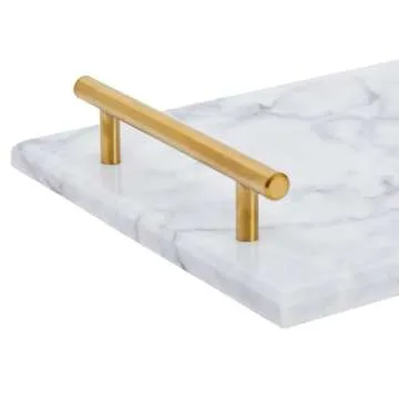 Juvale Marble Serving Tray with Gold Handles for Coffee Table, Kitchen (Rectangle, 15x7.5 in)