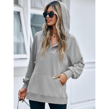 Fisoew Oversized Women’s V Neck Hoodies - Casual Style
