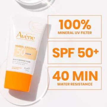 Avene Mineral Sunscreen Multi-Defense Fluid Tinted SPF 50+, Clean Formula Sunscreen for Sensitive Skin, Reef Friendly, Natural Tint, Non-Whitening, Antioxidant Protection, 1.7 Fl Oz