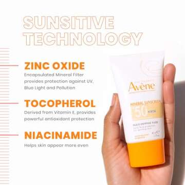 Avene Mineral Sunscreen Multi-Defense Fluid Tinted SPF 50+, Clean Formula Sunscreen for Sensitive Skin, Reef Friendly, Natural Tint, Non-Whitening, Antioxidant Protection, 1.7 Fl Oz