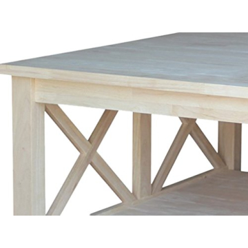 IC International Concepts Hampton Square Coffee Table top/50 pounds Shelf Solid Real Wood, Sturdy Parawood, 36"W x 36"D x 18"H, DIY, Paint/Stain Ready, Unfinished