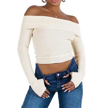 PICPUNMAK Off Shoulder Crop Tee for Effortless Style