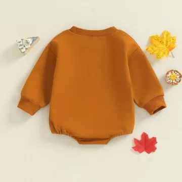 Thanksgiving Baby Romper Outfit Soft Cotton Long Sleeve