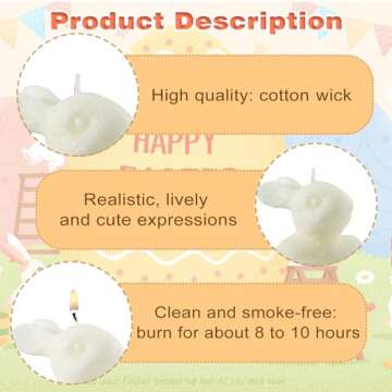 MTLEE 6 Pieces Easter Bunny Shaped Soy Candles Scented Candles Spring Bunny Tealight Candles Home Decor Bunny Candle Handmade Wax Candle for Bedroom Bathroom Party (White, Lovely Bunny)