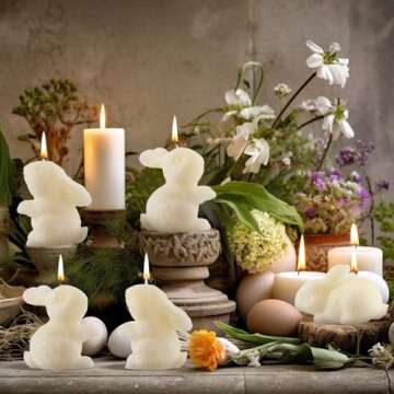 MTLEE 6 Pieces Easter Bunny Shaped Soy Candles Scented Candles Spring Bunny Tealight Candles Home Decor Bunny Candle Handmade Wax Candle for Bedroom Bathroom Party (White, Lovely Bunny)