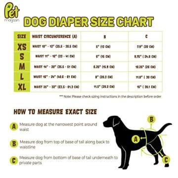 Pet Magasin Reusable Washable Dog Diapers (Pack of 3), Highly Absorbent with Strong & Flexible Closure (Trending, Large (16”-24” Waist))