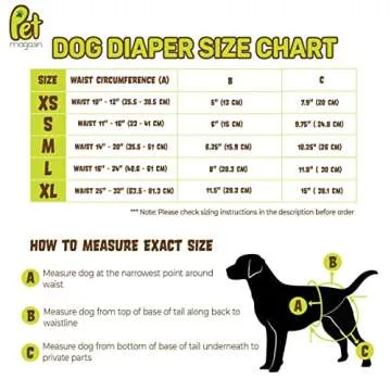 Pet Magasin Reusable Washable Dog Diapers (Pack of 3), Highly Absorbent with Strong & Flexible Closure (Trending, Large (16”-24” Waist))