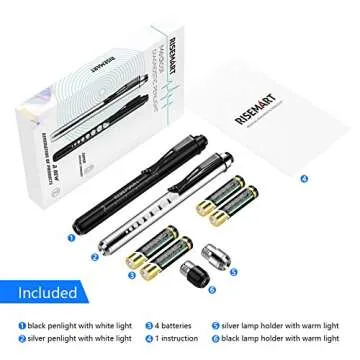 RISEMART Pen Light, Nurse Led Medical Penlight with Pupil Gauge for Nursing Students Doctors Black a...