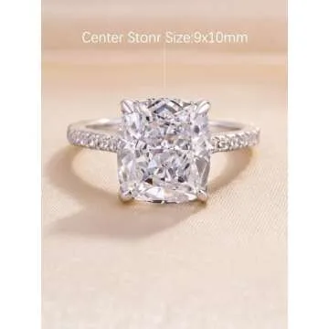 RODIFFY 4CT Cushion Cut Engagement Ring for Women