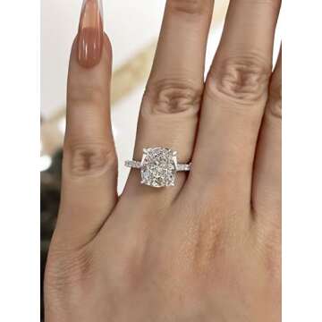 RODIFFY 4CT Cushion Cut Engagement Ring for Women
