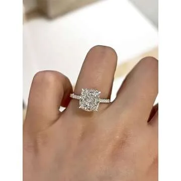 RODIFFY 4CT Cushion Cut Engagement Ring for Women