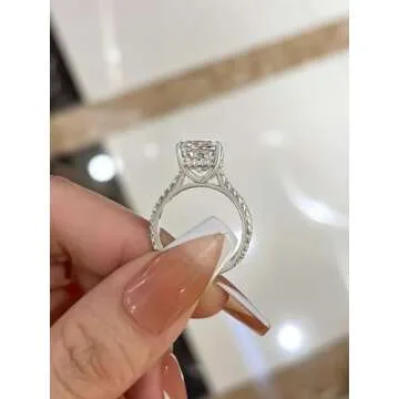 RODIFFY 4CT Cushion Cut Engagement Ring for Women