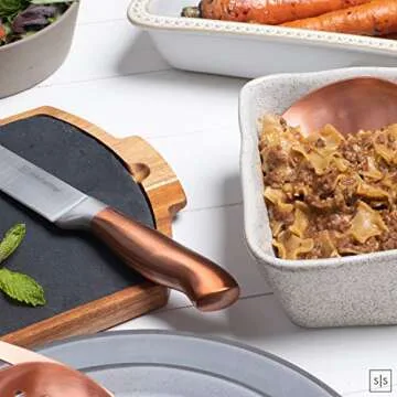 Copper Knife Set with Block – 14-Piece Rose Gold Knives
