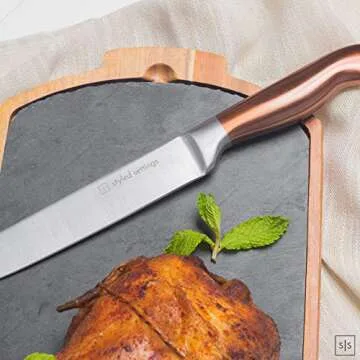 Copper Knife Set with Block – 14-Piece Rose Gold Knives