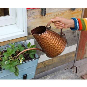 Achla Designs Dainty Hammered Copper Watering Can, 3 Pint
